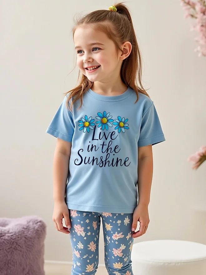 Take Two Take Two Kids 2pcs Graphic Print Short Sleeve T-Shirt and Flora Print Leggings