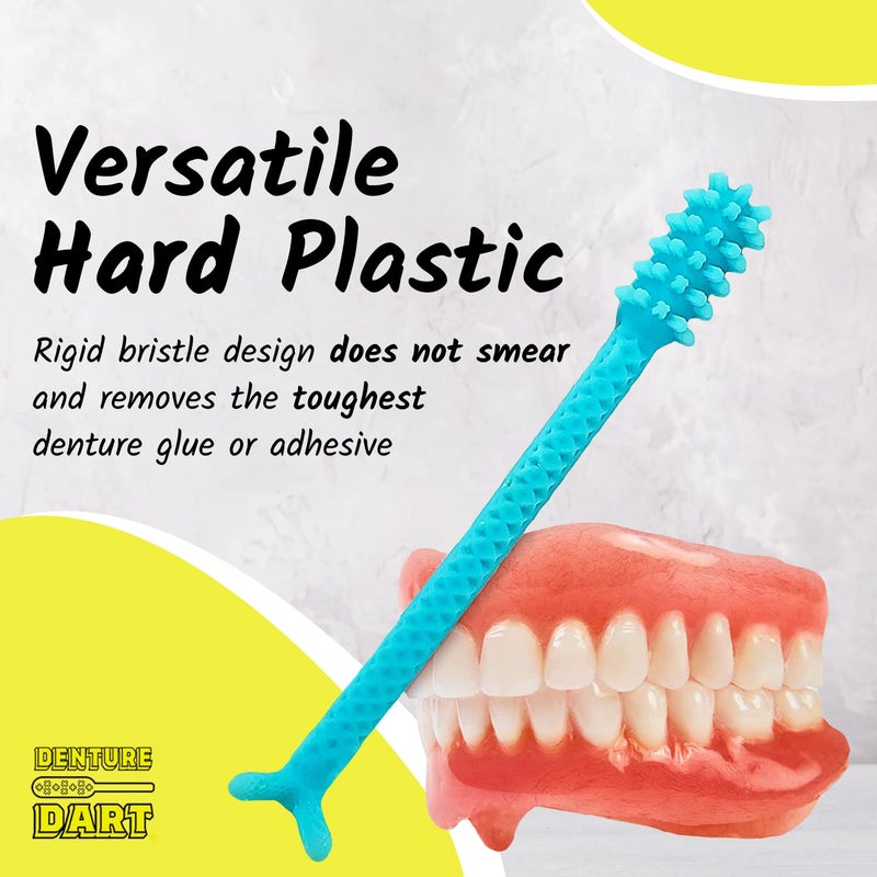 DENTURE DART مزيل لاصق طقم الأسنان دارت V2 من البلاستيك الصلب - إزالة لاصق طقم الأسنان من الفم واللثة، أداة إزالة لاصق طقم الأسنان، نظافة الفم، مكشطة بمقبض محكم وشعيرات صلبة - Image 5