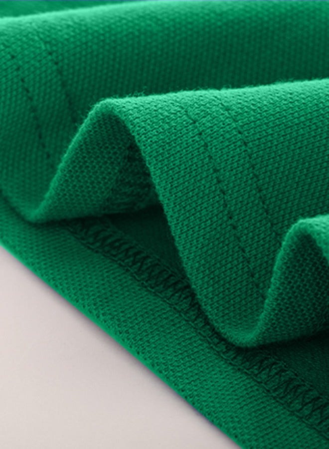 HaveDream Pure Cotton Children's Lapel Short-Sleeved Shirt, New Summer Boys Solid Color Polo Shirt - Green - Suitable For Height 130CM - Image 3
