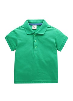 HaveDream Pure Cotton Children's Lapel Short-Sleeved Shirt, New Summer Boys Solid Color Polo Shirt - Green - Suitable For Height 130CM  - Image 1