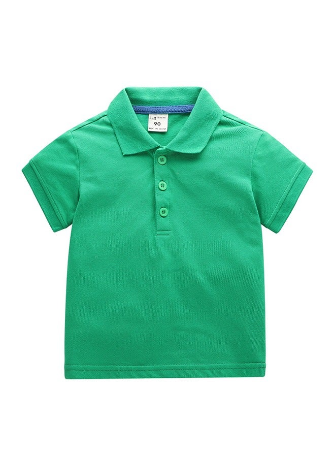 HaveDream Pure Cotton Children's Lapel Short-Sleeved Shirt, New Summer Boys Solid Color Polo Shirt - Green - Suitable For Height 130CM - Image 1