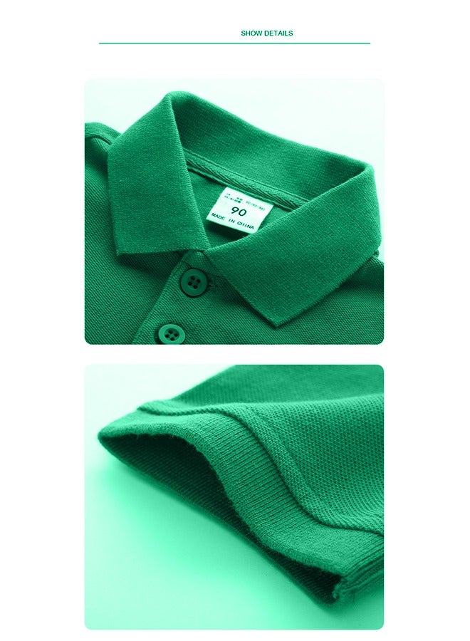 HaveDream Pure Cotton Children's Lapel Short-Sleeved Shirt, New Summer Boys Solid Color Polo Shirt - Green - Suitable For Height 130CM - Image 5