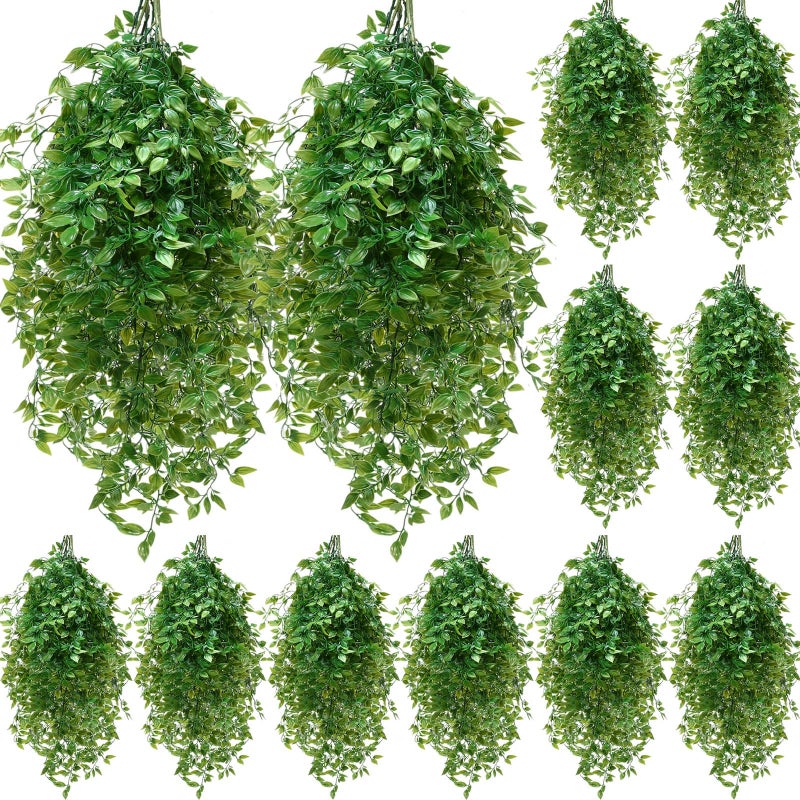 Hoteam 12 Pcs Artificial Hanging Plants 32 Inch Fake Ivy Vines with Fake Leaves Patio Artificial Plants Greenery for Living Room Indoor Outdoor Wall, No Basket (Vine) - Image 1