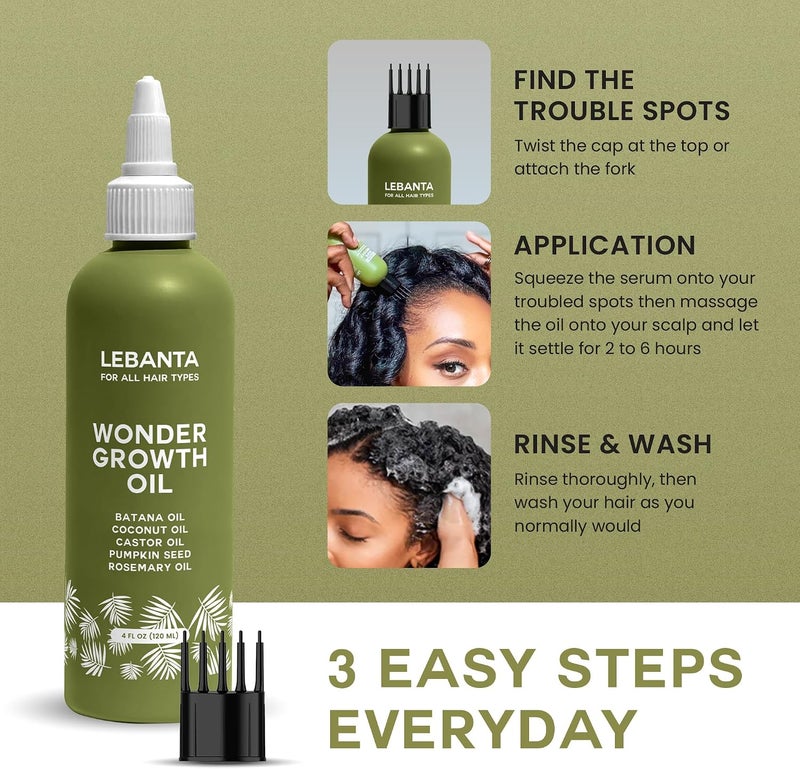 Lebanta BATANA OIL FOR HAIR GROWTH - 100% Pure, Raw & Natural Blend with Organic Castor, Pumpkin Seed, Coconut & Rosemary Oil - Gifts for Thicker, Stronger Hair - Image 3