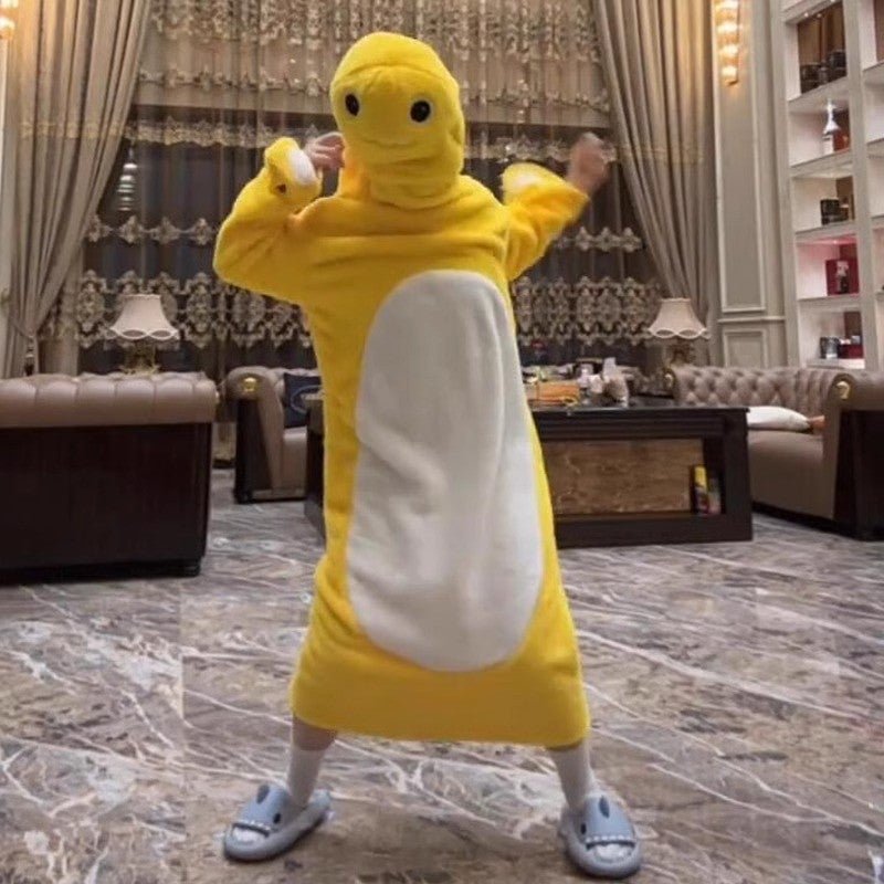 Funny Milk Dragon Abstract Clothes Animal Coral Fleece Padded Warm One-Piece Robe - Image 2