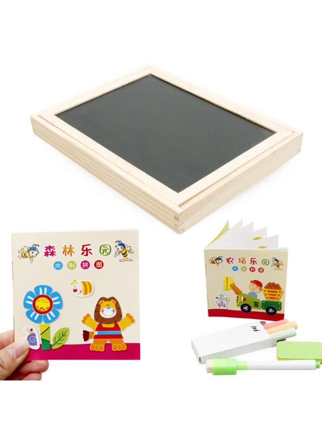 Direct Wooden Farm Storage Box Magnetic Puzzle Double-sided Puzzle Drawing Board Children's Educational Early Education Toys-Color:MWZ-Digital Tangram Gift Boxes - Image 4