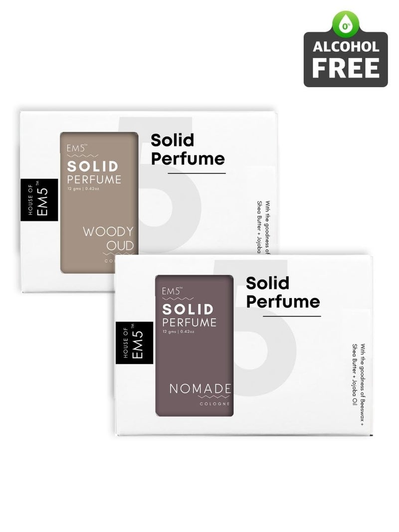 EM5 Combo Pack of Alcohol Free Solid Perfumes Woody Oud Nomade for Men Women NonGreasy Cologne Strong Lasting Fragrance Gifting Pack for Him Her - Image 2