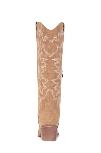 IUV Cowboy Boots For Women Knee High Western Cowgirl Boots Snip Toe Side Zipper Chunky Heel - Image 4