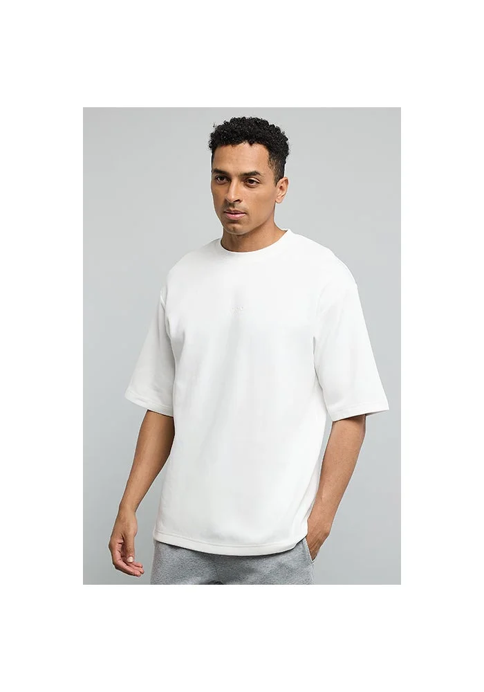 أر أند بي Solid T-Shirt with Crew Neck and Short Sleeves
