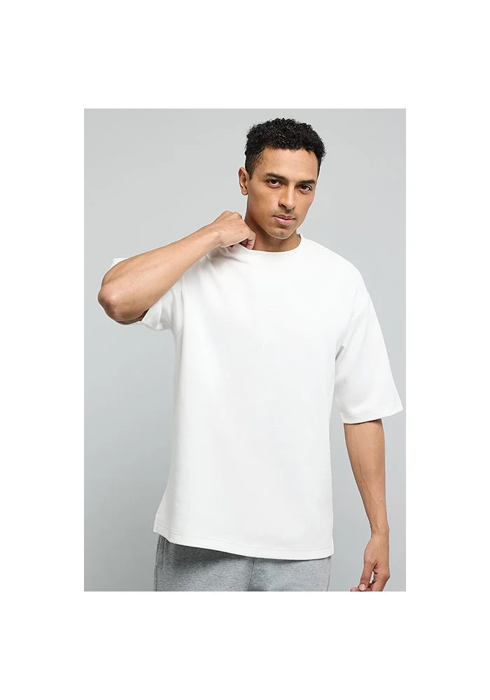 أر أند بي Solid T-Shirt with Crew Neck and Short Sleeves