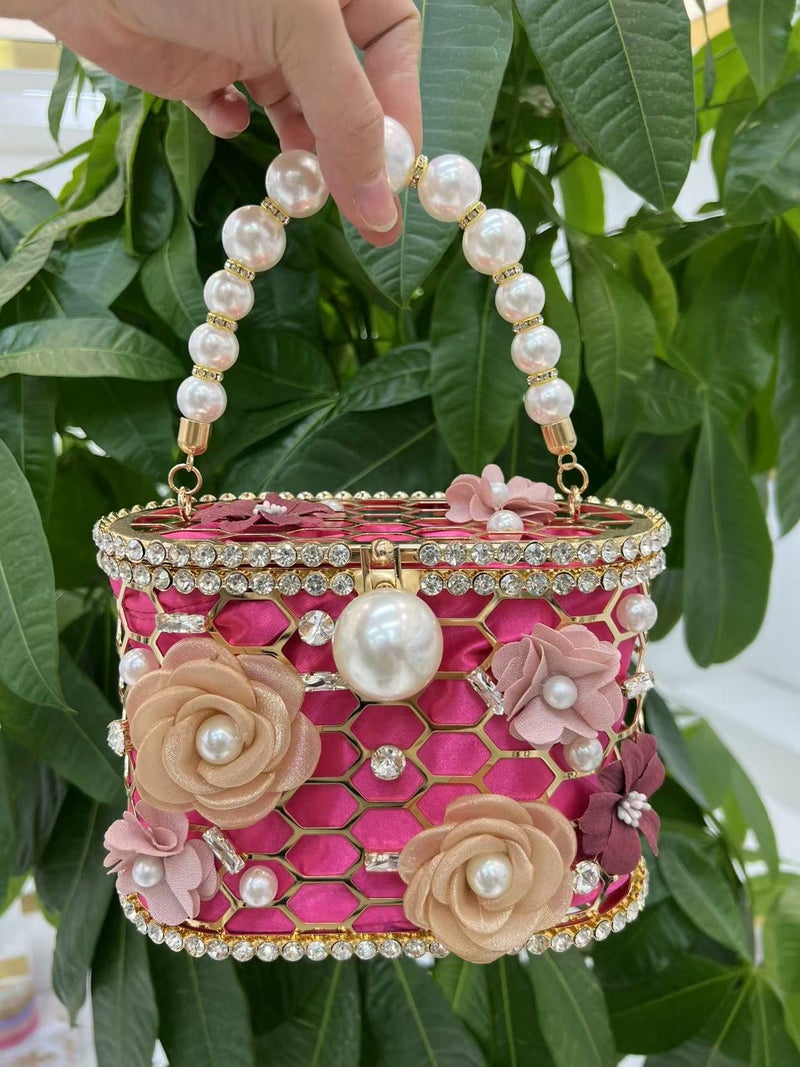(Order) Model Full Rhinestone Floral Crossbody Handbag Shoulder Bag Women'S Bag Fashionable Versatile - Image 1