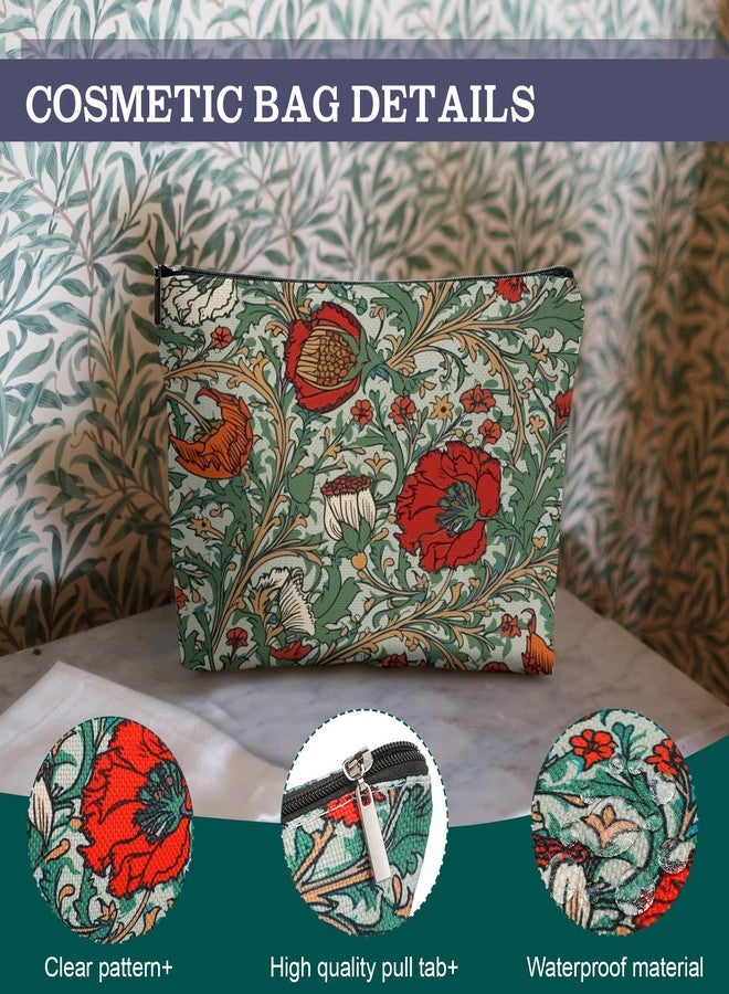 CHENGU 6 Pcs Vintage Makeup Bag Gifts Botanical Classic Floral Canvas Cosmetic Bags Portable Aesthetics Floral Toiletry Bags Birthday graduation Gifts for Women Girls Mom Friends - Image 3
