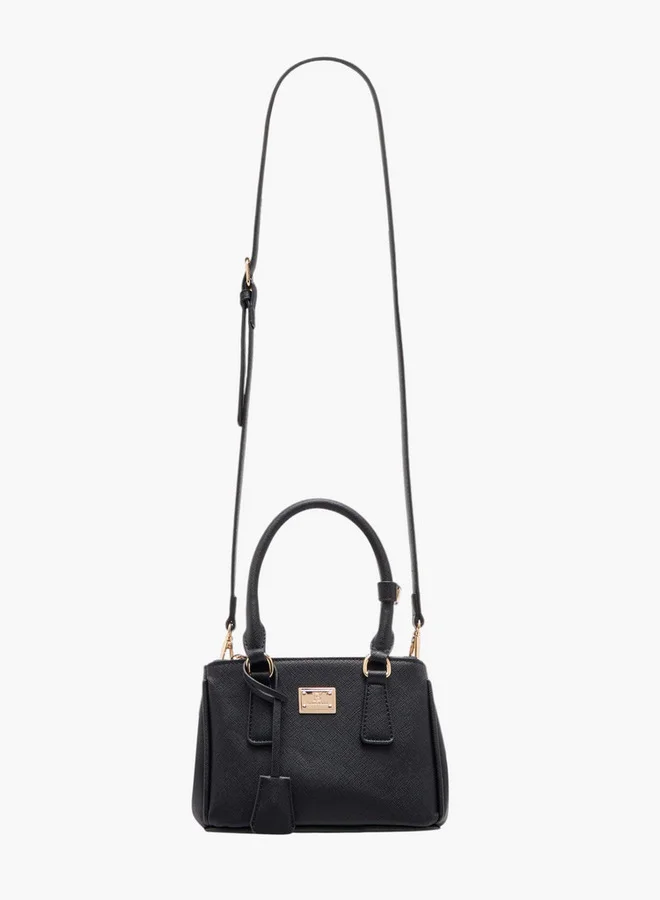 Flora Bella By Shoexpress Women's Textured Crossbody Bag with Detachable Strap and Zip Closure