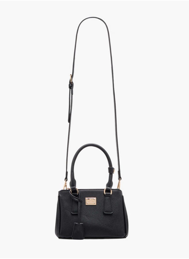 Flora Bella By Shoexpress Women's Textured Crossbody Bag with Detachable Strap and Zip Closure  - Image 2