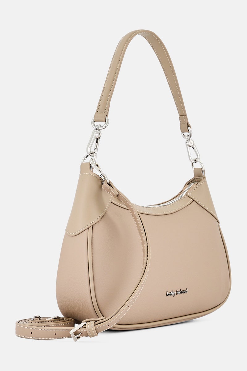 Kathy Ireland Women Brand Logo Shoulder Bag, Beige - Image 3