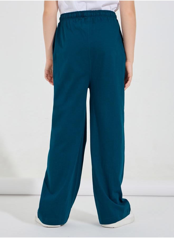 Styli Basic Wide Leg Pants with Drawstring