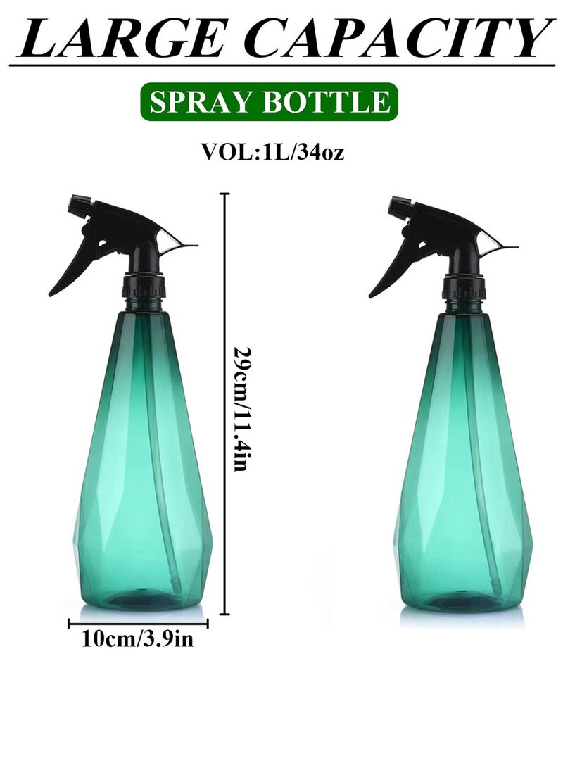 كوكيجو كيسيجو زجاجات بخاخ فارغة للتنظيف مع امكانية التعديل الدقيق لتدفق الرذاذ من ، مجموعة من 2 زجاجة بلاستيكية سعة 1 لتر/34 اونصة لتنظيف الشعر والمحاليل والنباتات والحيوانات الاليفة (اخضر واخضر) - Image 2
