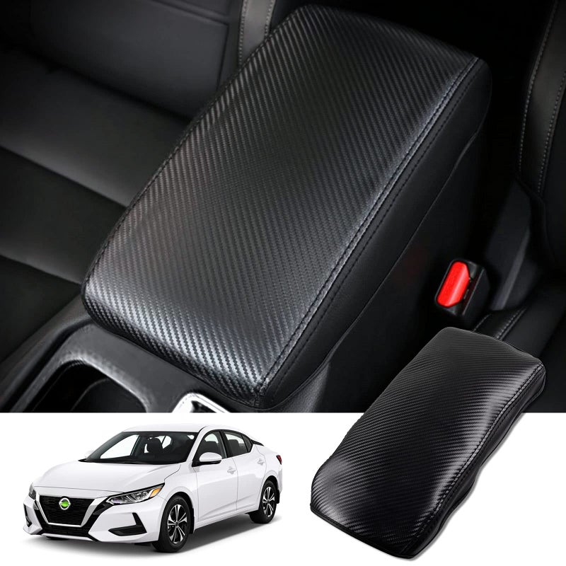 Autorder Center Console Cover for Nissan Sentra 2020 2021 2022 2023 2024 2025 Accessories Carbon Fiber Armrest Cover AntiScratch Middle Console Pad Leather Armrest Protector