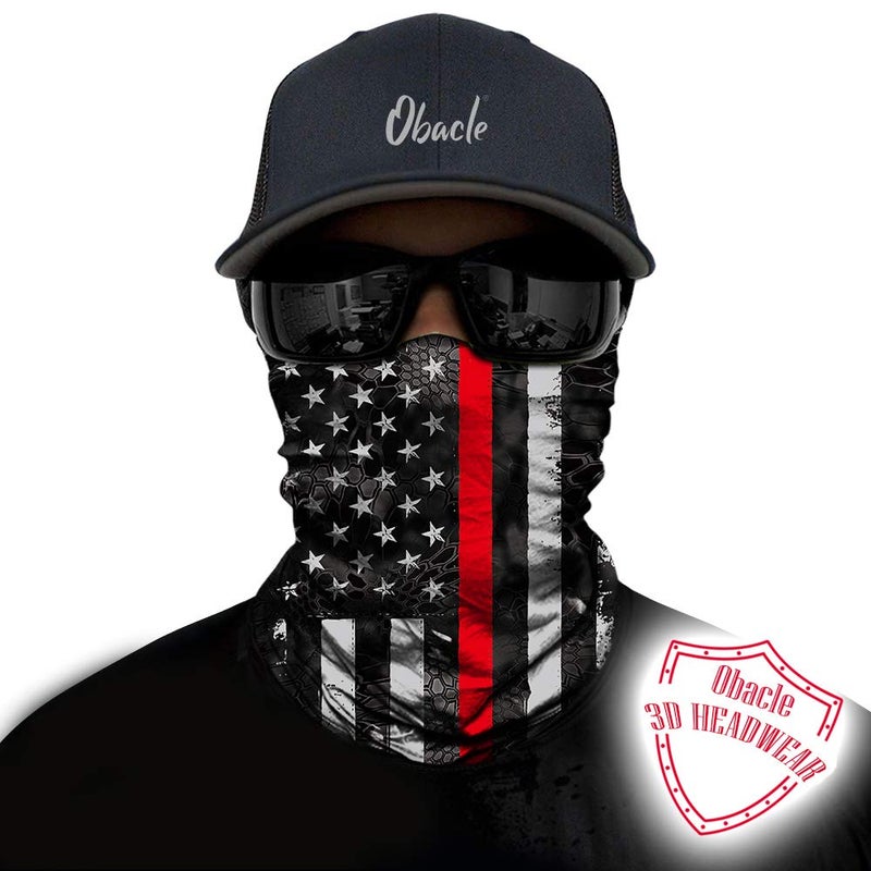 Obacle قناع وجه دراجة نارية أوباكل لحماية من الشمس والأشعة فوق البنفسجية والغبار والرياح، قناع أنبوب بدون seams، باندانا قناع للرجال والنساء لركوب الدراجات وركوب الدراجات وصيد الأسماك والمهرجانات الخارجية (علم الولايات المتحدة باللون الأسود والخط الأحمر) - Image 2