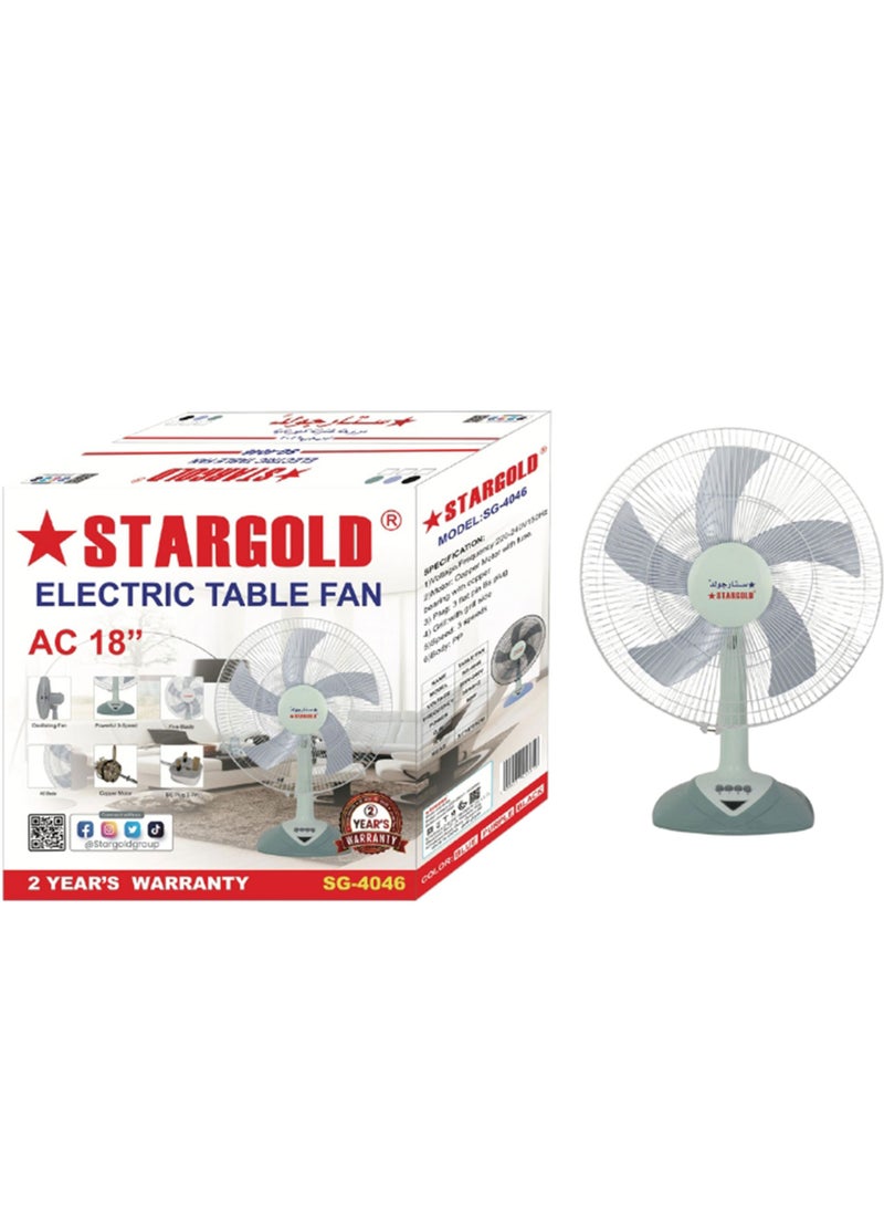 Stargold 18 Inch 60W Electric Table Fan Low/Medium/High And 5 Blade Design Oscillating Fan  - Image 2