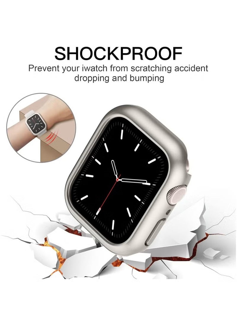 LIXES - Compatible for Apple Watch Case 41mm Series 7/8/9, Shockproof Ultra-Thin Hard PC Bumper Case All-Around Edge Protective Cover Frame, No Screen Protector for iWatch Accessories - Starlight - Image 1