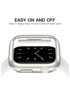 LIXES Compatible for Apple Watch Case 41mm Series 7/8/9, Shockproof Ultra-Thin Hard PC Bumper Case All-Around Edge Protective Cover Frame, No Screen Protector for iWatch Accessories - Starlight  - Image 3