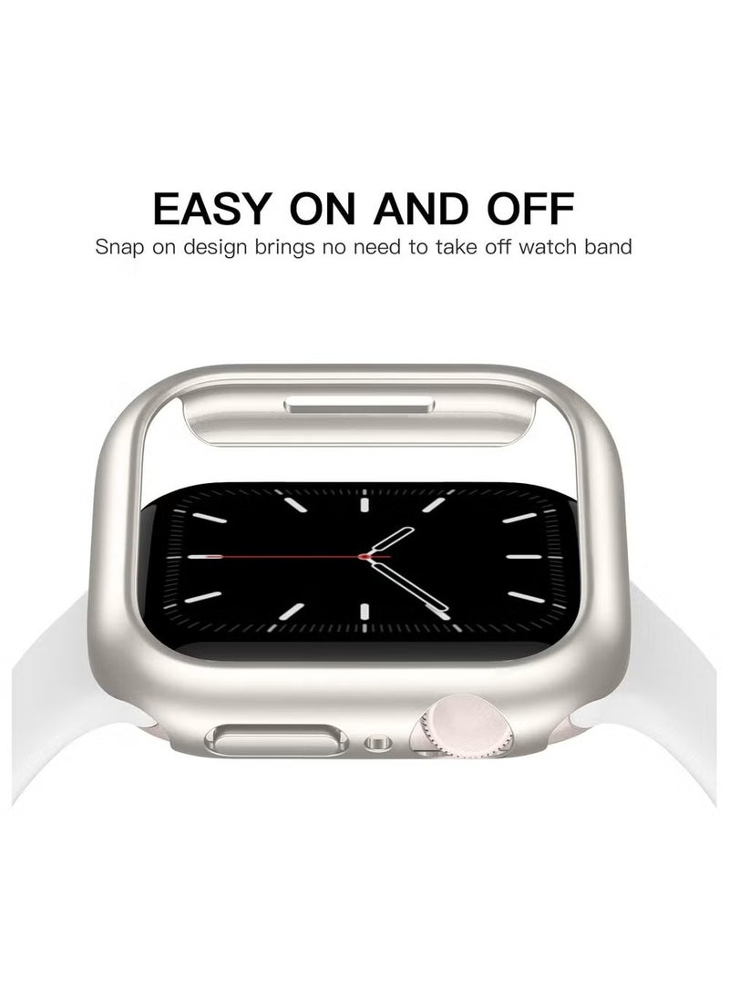 LIXES - Compatible for Apple Watch Case 41mm Series 7/8/9, Shockproof Ultra-Thin Hard PC Bumper Case All-Around Edge Protective Cover Frame, No Screen Protector for iWatch Accessories - Starlight - Image 1