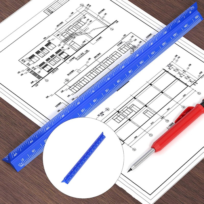 Black Architectural Scale Ruler Aluminum Alloy Drafting Tool 320mm for Architects Artists - Image 3