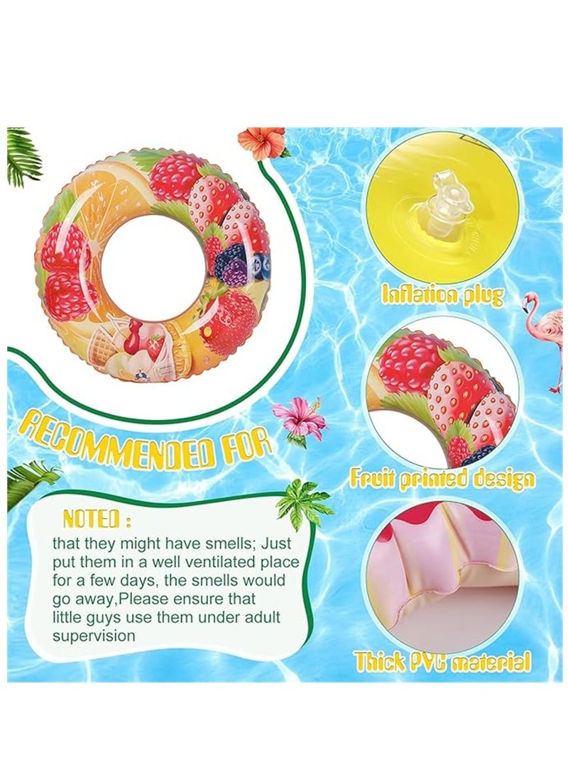 2 Pack Swim Ring, 80cm Diameter Inflatable Float Pool Swim Ring, Fruit Swim Tube Rings Colorful Pool Floaties Toys for Beach Pool Party for Kids and Adults (2Pack, 80cm, Strawberry Color) - Image 2