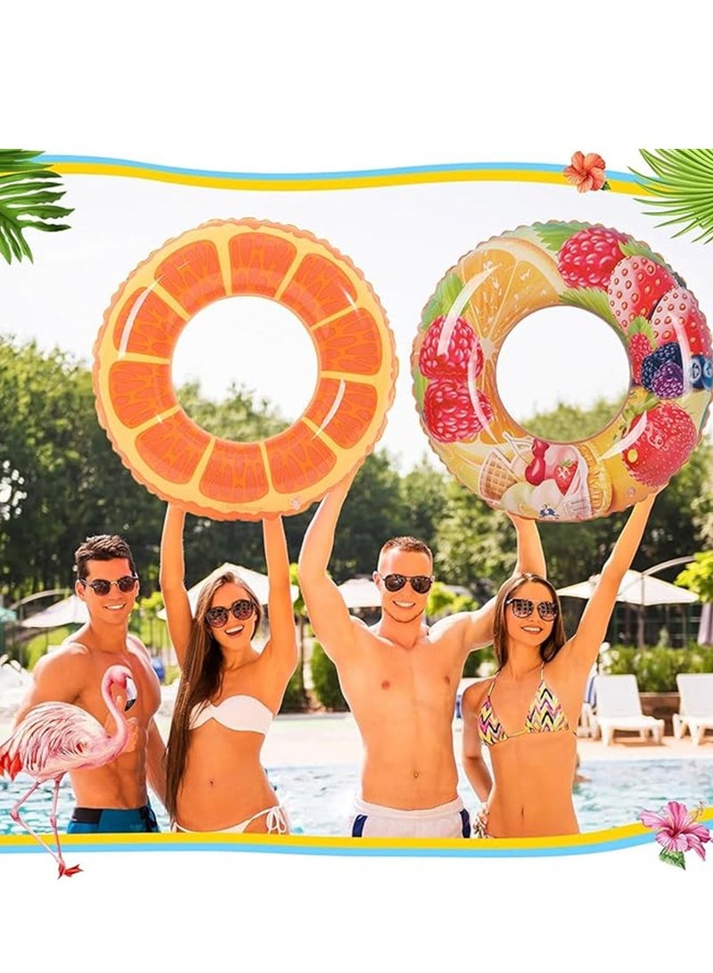2 Pack Swim Ring, 80cm Diameter Inflatable Float Pool Swim Ring, Fruit Swim Tube Rings Colorful Pool Floaties Toys for Beach Pool Party for Kids and Adults (2Pack, 80cm, Strawberry Color) - Image 3