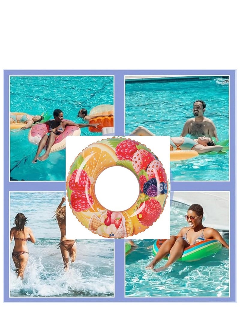 2 Pack Swim Ring, 80cm Diameter Inflatable Float Pool Swim Ring, Fruit Swim Tube Rings Colorful Pool Floaties Toys for Beach Pool Party for Kids and Adults (2Pack, 80cm, Strawberry Color) - Image 5