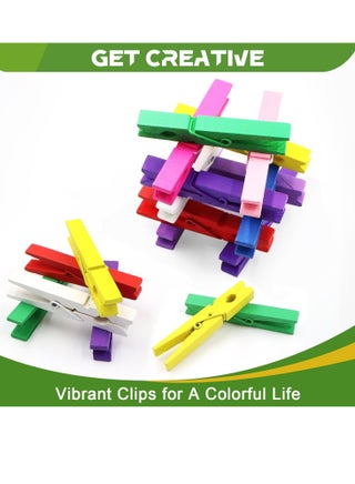 100 Pcs Colored Clothes Pins Wooden, Colored Clothespins for Crafts 2.9 Inch, Clothing Pins for Hanging, Pictures, Classroom, Laundry, Decorations, Colorful Clothespins Heavy Duty, 10 Colors - view 4