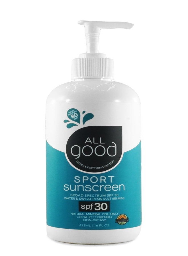 All Good Makes Everything Better All Good Sport Mineral Sunscreen Lotion - Coral Reef Friendly, Water & Sweat Resistant, Face & Body, UVA/UVB Broad Spectrum SPF 30+ (16 oz Pump) - Image 1