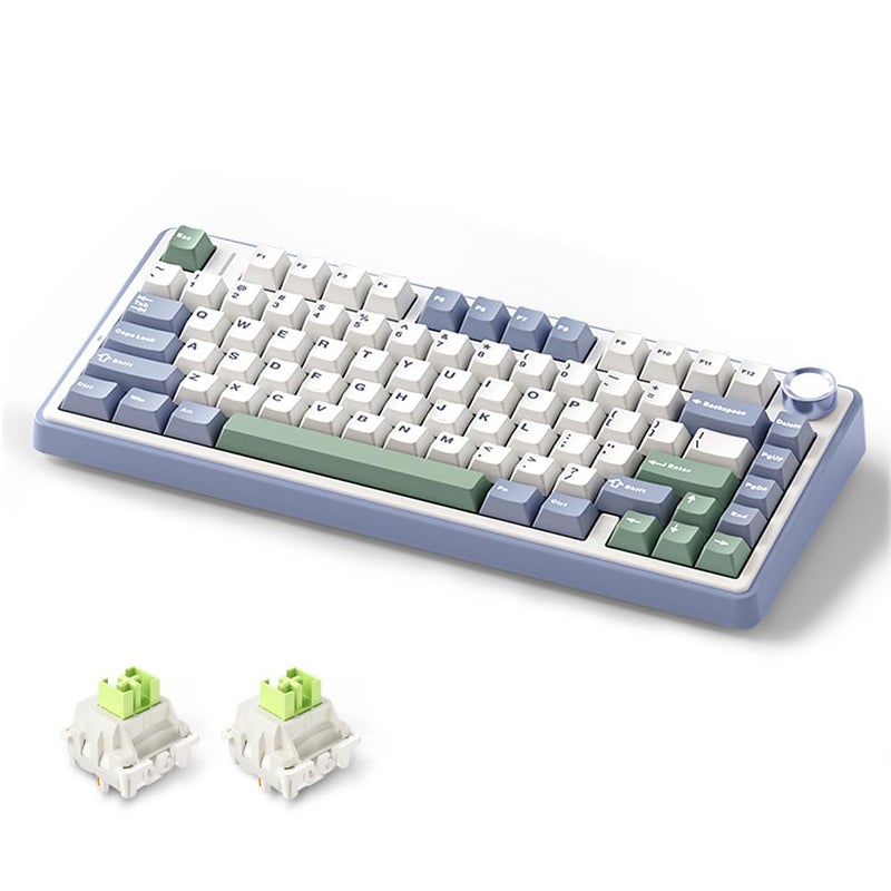 MOLGRIA x Aula F75 Gaming Keyboard, Triple Mode Connected 75% Light Blue Mechanical Keyboard with South-Facing RGB Backlit and Knob(Green,LEOBOG Reaper Switch) - Image 5