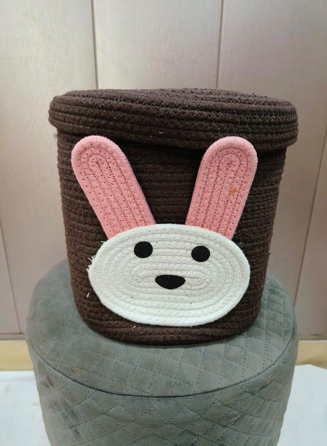 Jutepie Animal Storage Basket for Kids, Giraffe Rope Storage Basket for Baby Diaper, Stuffed Animal Storage Bin Rope Basket for Kids Toy, Baby Laundry Baskets (lion) (Bunny Brown) - Image 1