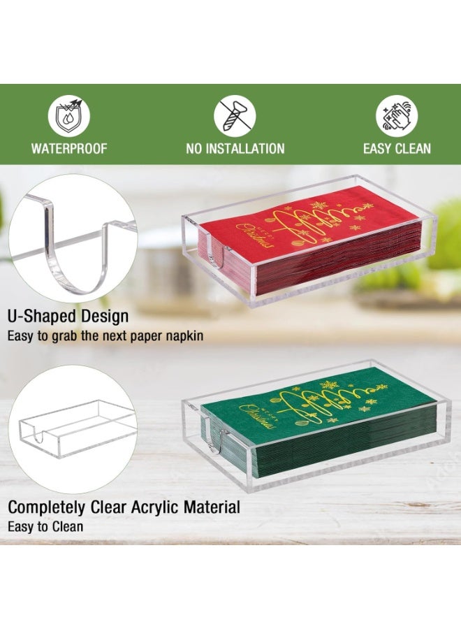 2 Pack Clear Acrylic Napkin Holder, Guest Towel Tray for Bathroom & Kitchen, 23x12.7x4.6 cm - Image 2