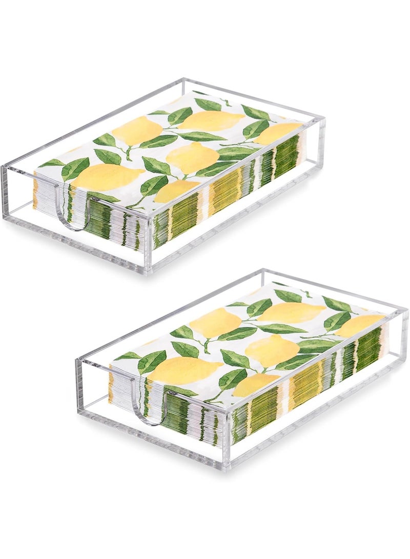 2 Pack Clear Acrylic Napkin Holder, Guest Towel Tray for Bathroom & Kitchen, 23x12.7x4.6 cm - Image 1