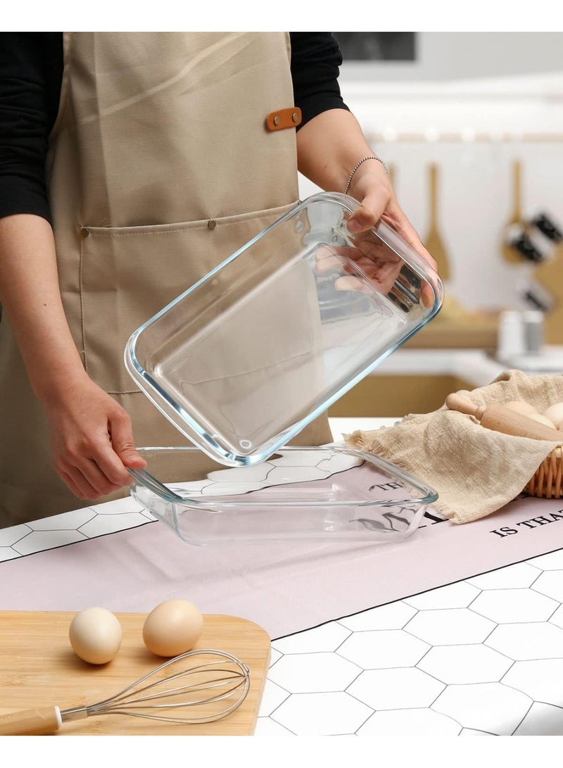 ماستر جولد طقم صواني فرن زجاجية مستطيلة مقاومة للحرارة مكون من 3 قطع، سعة 1.6 + 2.2 + 2.9 لتر | طقم صواني خبز زجاجية شفافة | آمن للاستخدام في الفرن والميكروويف | صينية فرن متعددة الاستخدامات | أطباق تحميص - Image 4