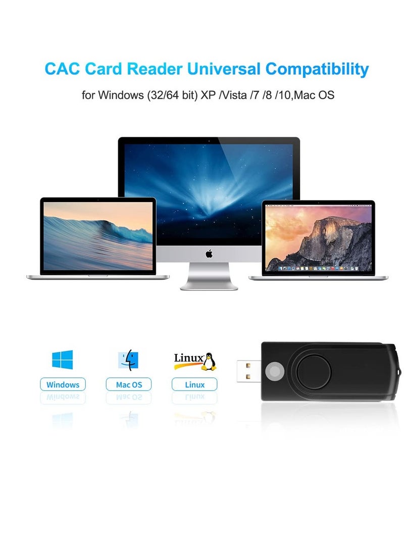 4-in-1 Portable Smart Card Reader - USB2.0 Compatible with CAC/DOD, SD, Micro SD, SIM & MMC for Windows, Mac & Linux - Image 4