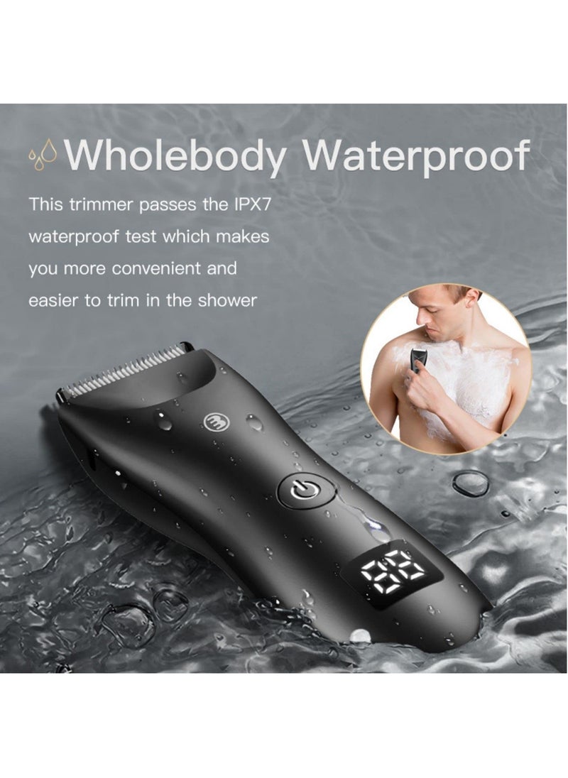 Excefore Electric Hair Clippers for Men, Waterproof Pubic Hair Trimmer with LED Display, Cordless Groin Body Hair Trimmer Kit, Professional Body Groomer and Beard Shaver with USB Recharge Dock(Black)  - Image 3