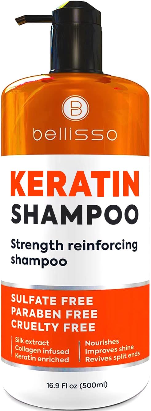 Keratin Enriched Shampoo  Sulfate and Paraben Free  Anti Frizz Treatment for Women and Men  Professional Salon Grade Repair Formula with Silk Protein for Dry Frizzy Damaged and Color Treated Hair