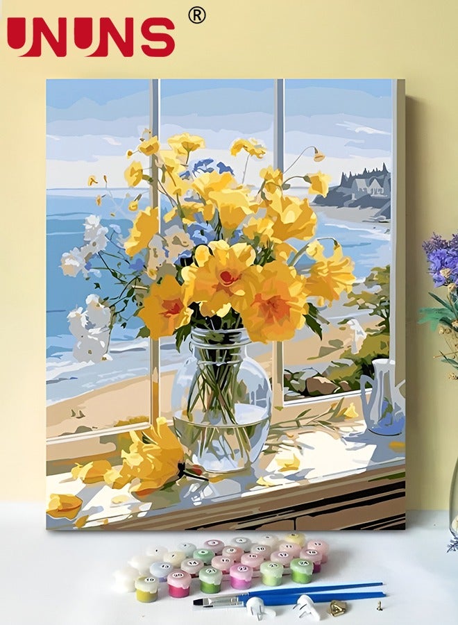 UNUNS Paint by Numbers Kit for Adults Beginner,Flowers Adult Paint by Number Kits on Canvas,DIY Acrylic Watercolor Oil Paint by Number for Adults for Home Decor Gift,40x50cm (Without Framed)  - Image 1