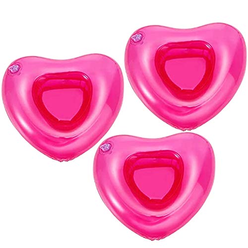 iShyan Inflatable Drink Holder 3 Pack Heart Drink Pool Floats Cup Holders for Summer Pool Party Variety Shape to Choose - Image 1