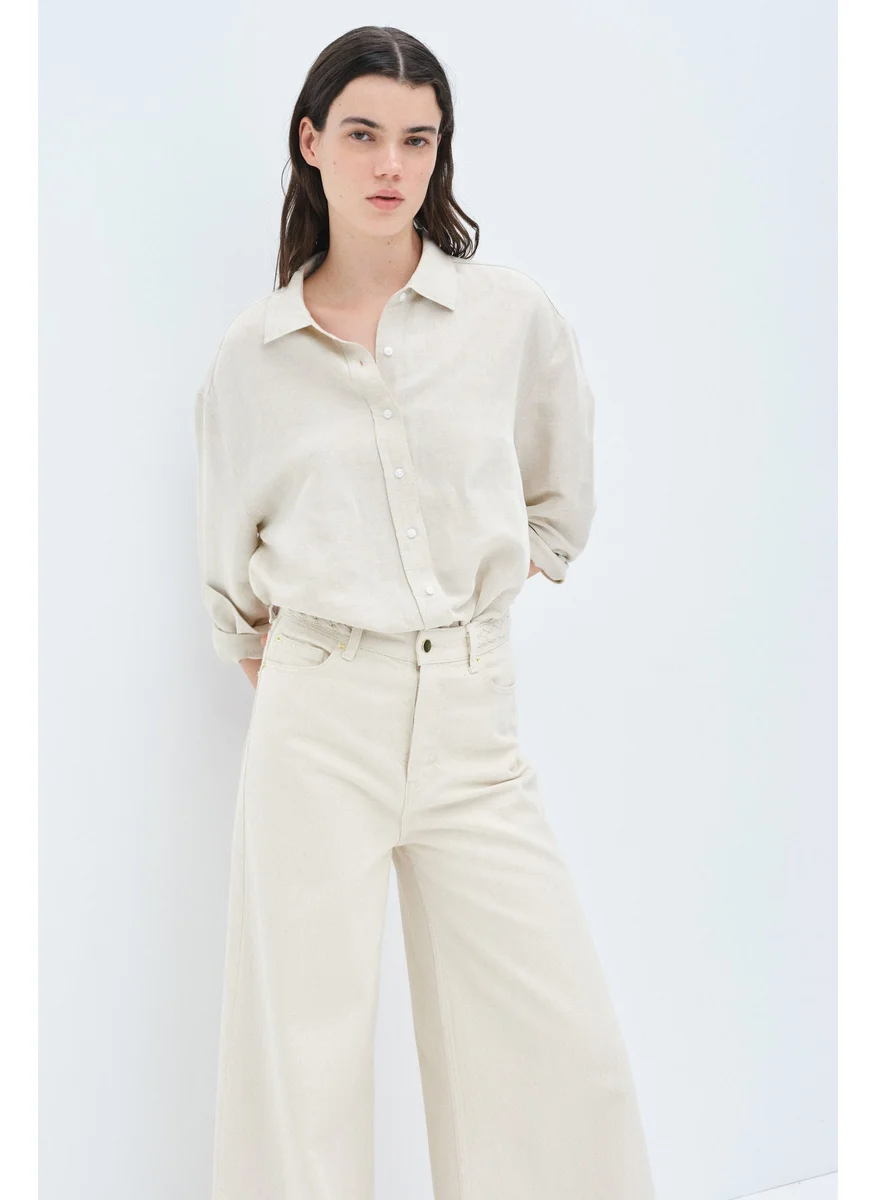 H&M Mama Before & After Linen-Blend Shirt