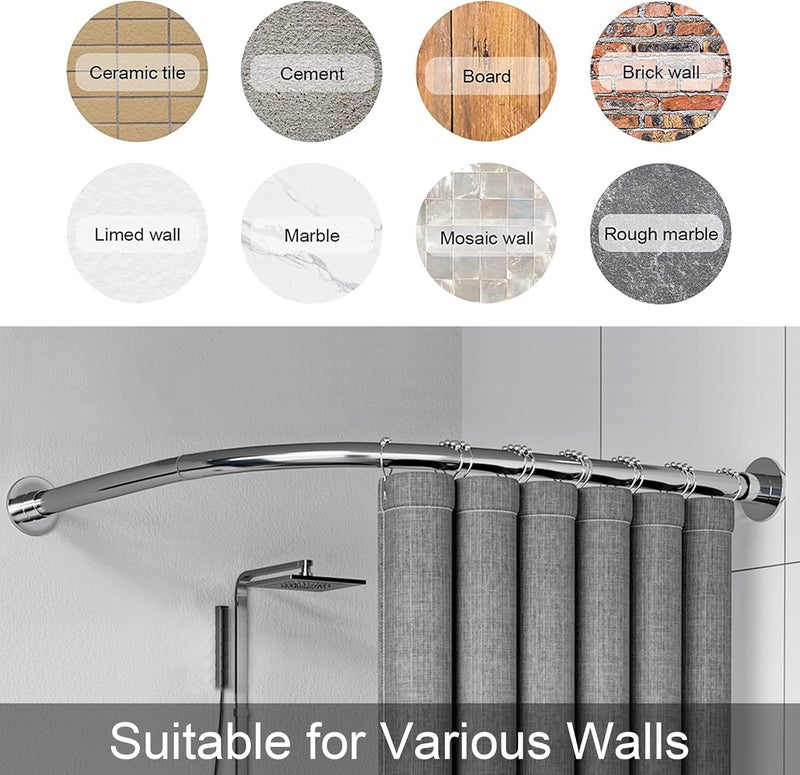 Riyidecor Corner Curved Shower Curtain Rod (29.5-37.4" x 29.5-37.4"), Stretchable L Shaped Adjustable Shower Curtain Rod, Drill Free Install, No Drill for Bathroom, Bathtub, Clothing Store - Image 5