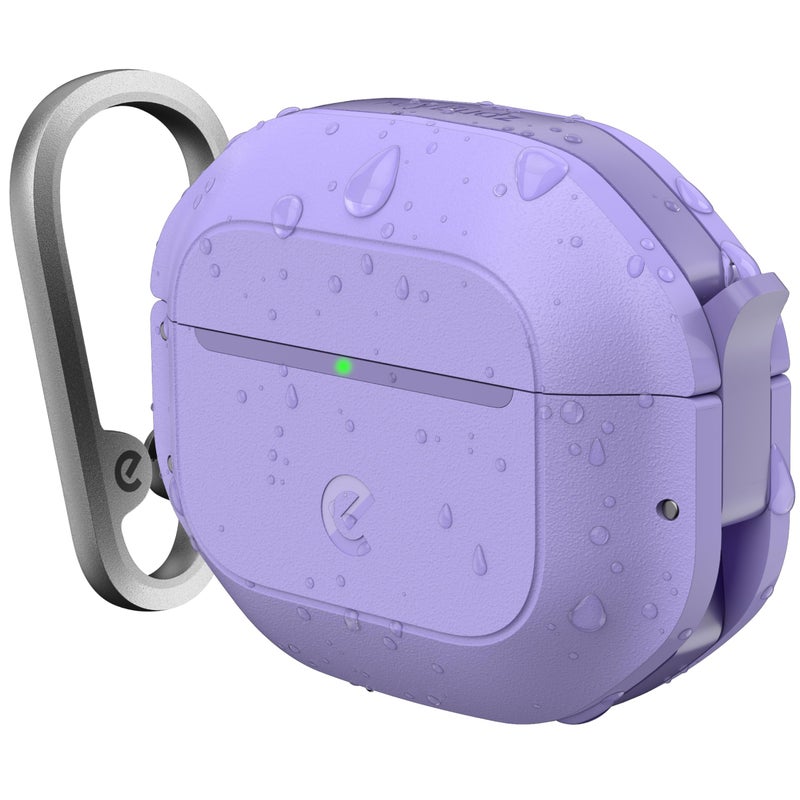 Keybudz for AirPods 4 Case with Lock - Fully Waterproof AirPods 4th Generation Case Cover - Keychain, Rugged Tough Protection, Hard Shell and Carabiner (Wild Lavender) - Image 1