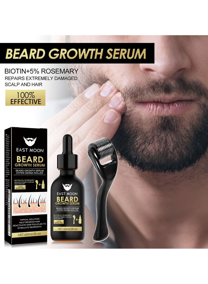 ماركة غير محددة Men's Beard Thickening Care Set, Serum and Roller for Better Results  - Image 2