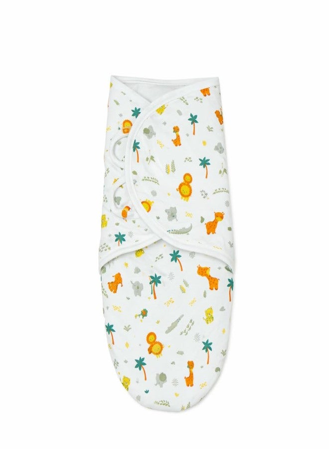 TIDY SLEEP Newborn Baby Swaddle Wrap | 100% Cotton Adjustable Sleep Sack | Soft, Breathable & Lightweight | Velcro Closure for 0-6 Months | Jungle Safari
