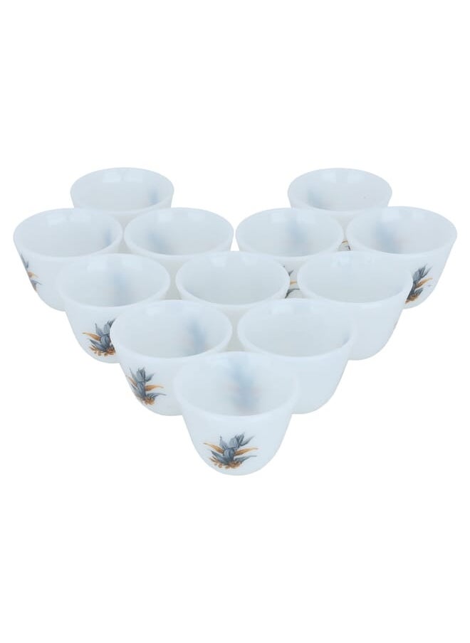 Alsaif Gallery A set of Arabic coffee cups, Arcopal, white, medium, wooded, 12 pieces  - Image 2
