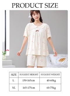 DUNISO Women's 2pcs Pajama Set Short Sleeve Nightgown Sleepwear Breathable Loungewear Girls Comfortable Round Neck Nightwear Summer Home Wear  - Image 2